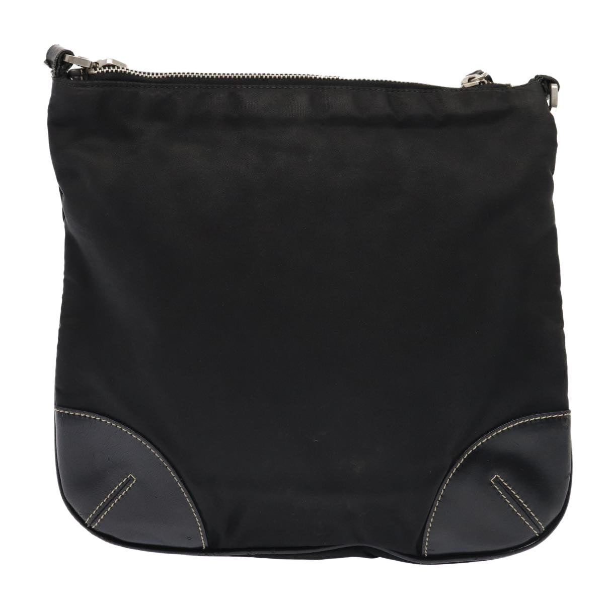 Prada Shoulder Bag Auth Nylon Black Silver Silver Auth Ep5420