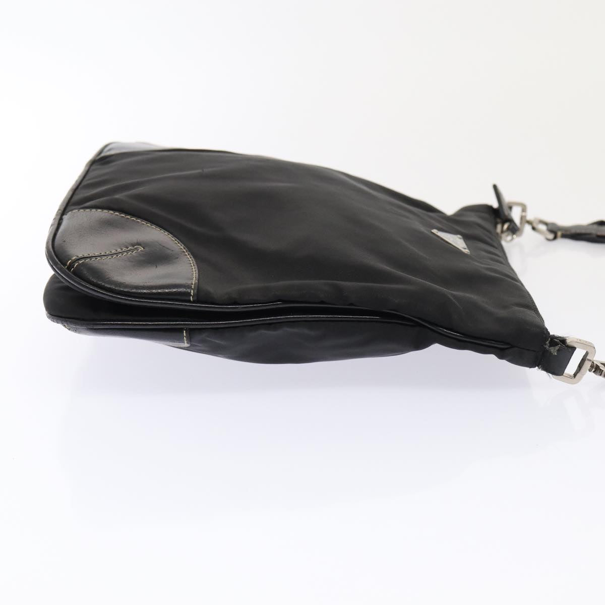 Prada Shoulder Bag Auth Nylon Black Silver Silver Auth Ep5420