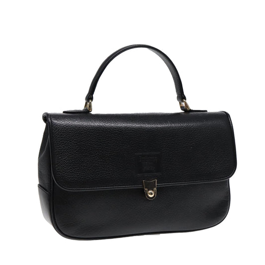Burberry Luxury ss Hand Bag Auth Ep5473 Leather Black Gold Travel Bag