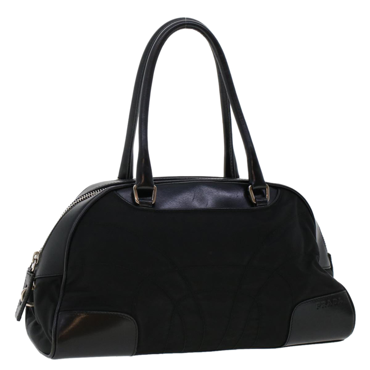 Prada Shoulder Bag Auth Leather Nylon Black