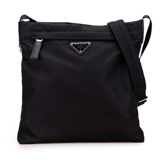 Prada Triangle Plate Shoulder Bag Leather Nylon Logo Leather Shoulder Bag
