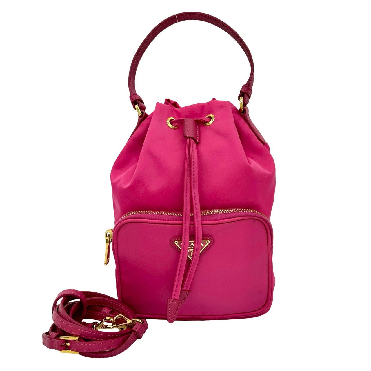 Prada Duet 2Way Shoulder Bag Leather Nylon