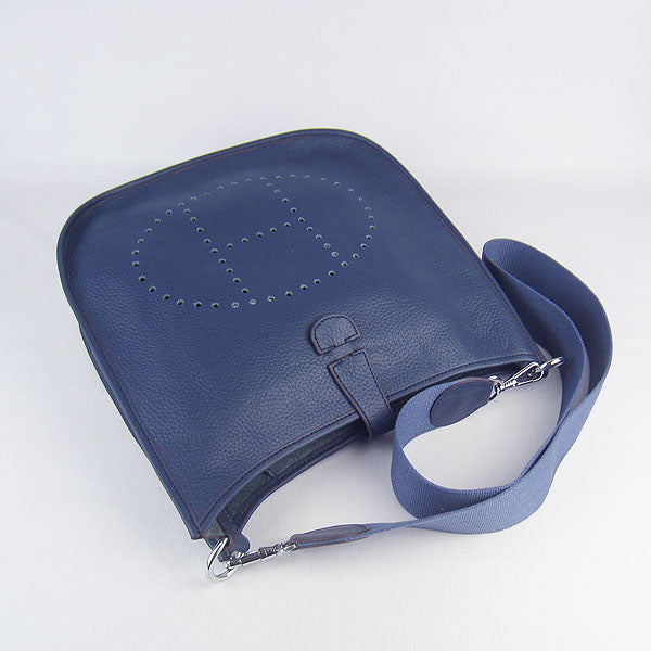 Hermes Luxury Evelyne I Handbag Dark Blue Silver Travel Bag