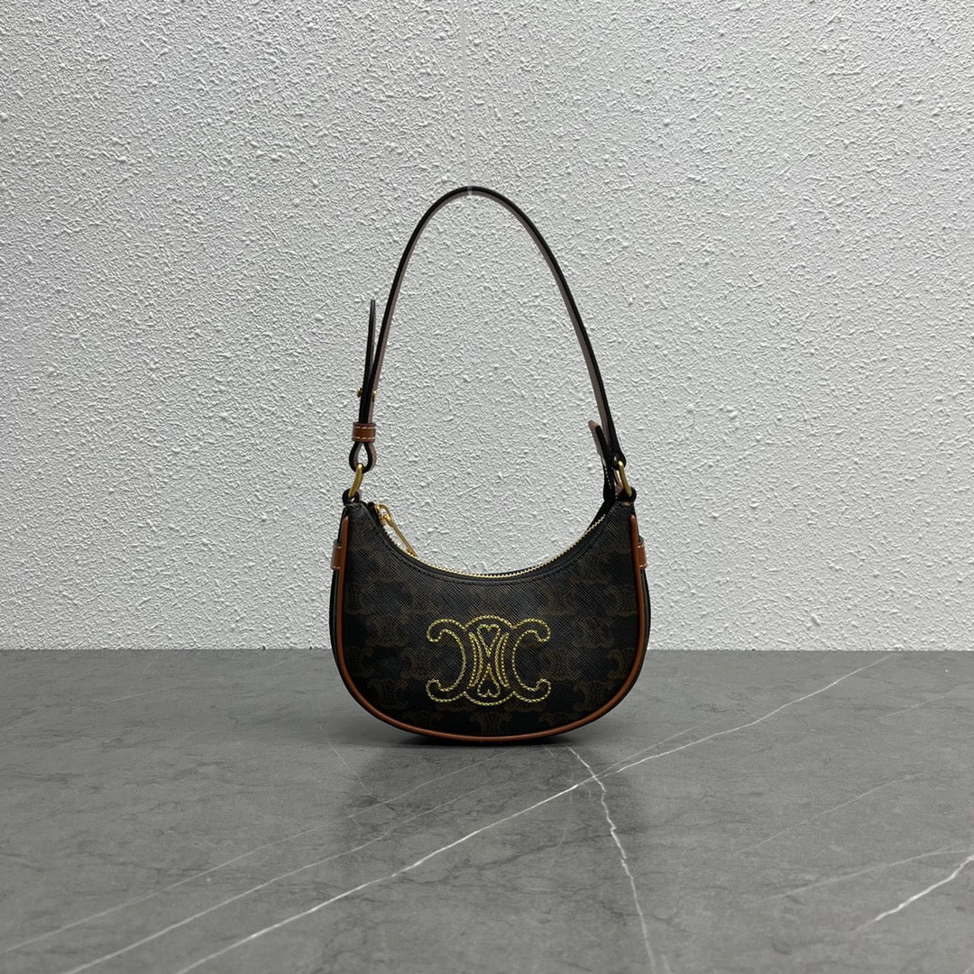 Top Quality Triope Heart Embroidered Mini Atop Canvas Brown Travel Bag
