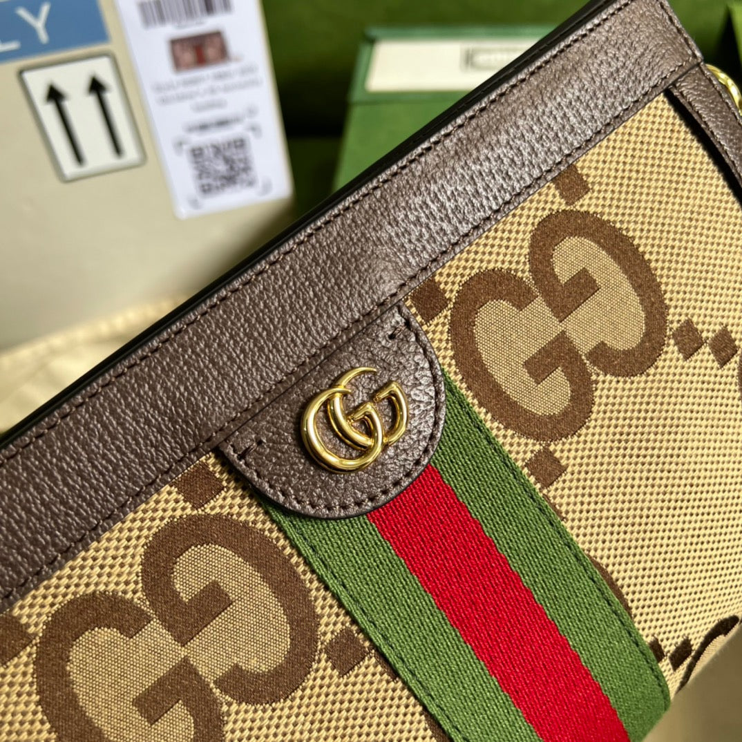gg Ophidia Jumbo gg , Brown Small Shoulder Bag