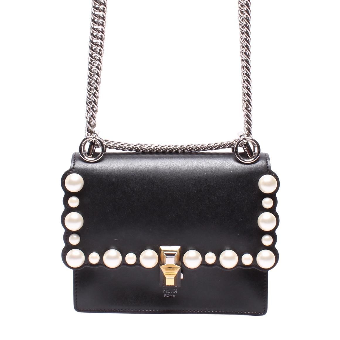 Fendi Shoulder Bag Kan I s Leather Black