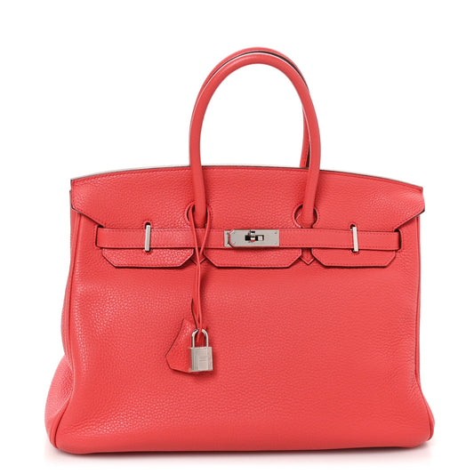 Hermes Taurillon Clemence Birkin Bougainvillea Handbag Travel Bag