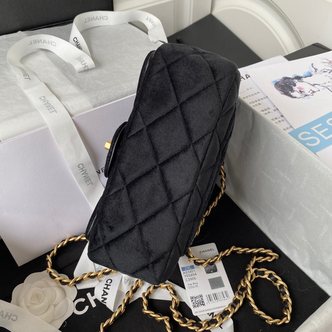 CHL Hardware , ’s , Black Gold Flap Shoulder Bag