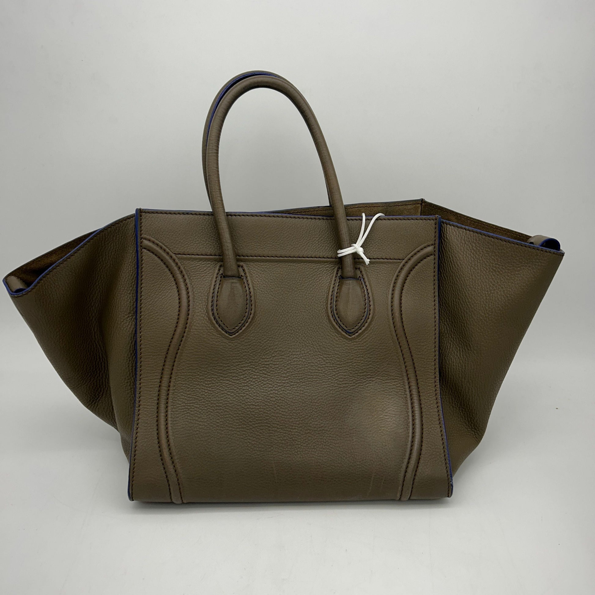 Luxury Smooth Calfskin Phantom Luggage Khaki Cobalt Medium Travel Bag