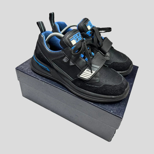 Prada Shoe Mechano Nero Voyage Rubber + Trainers - Leather Logo Shoes