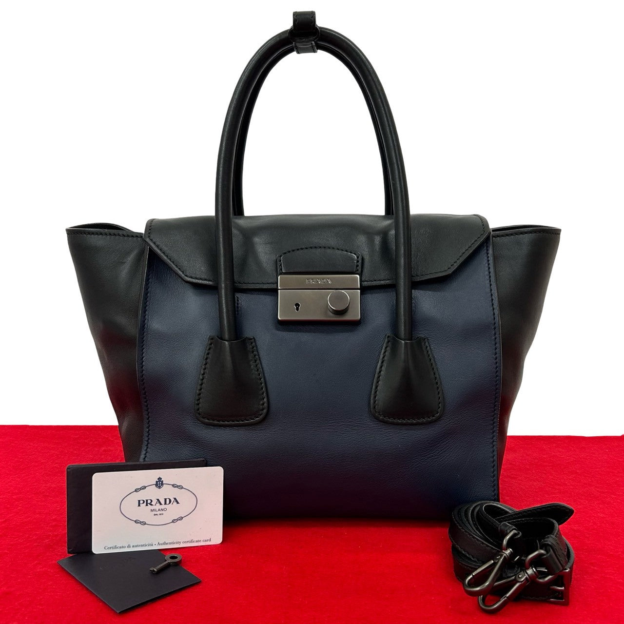 Prada 2Way Handbag Leather Travel Bag 2Way Handbag 4
