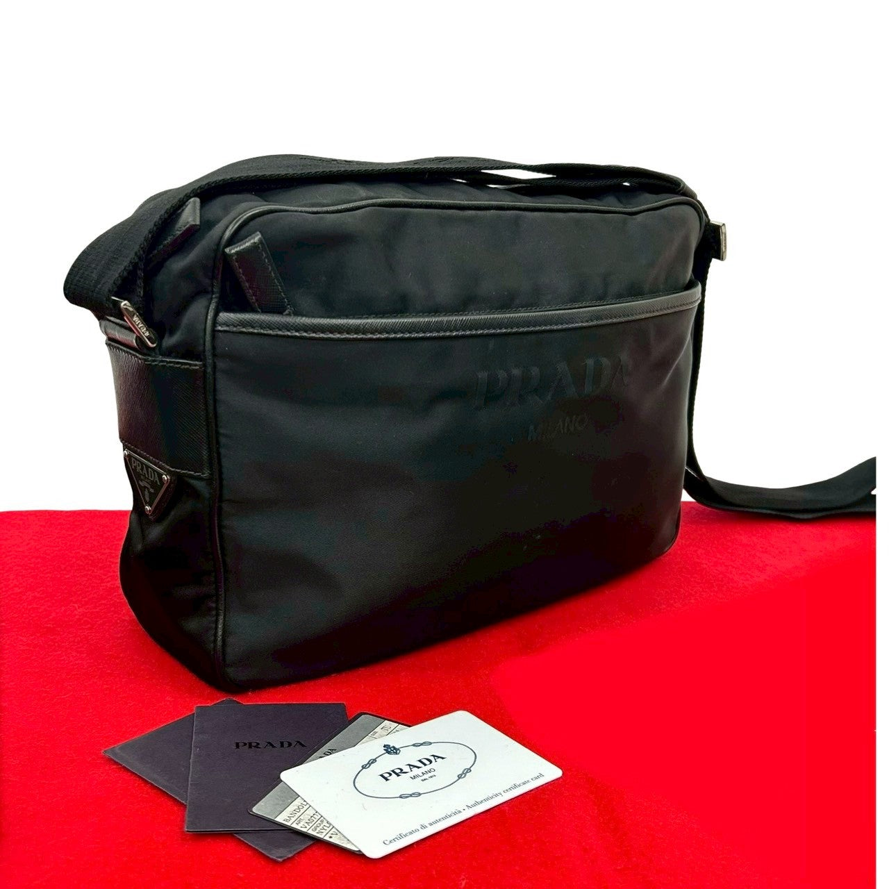 Prada Shoulder Bag Leather Nylon Saffiano Shoulder Bag 1