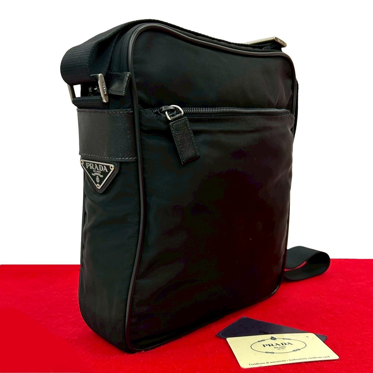 Prada Tessuto Shoulder Bag Leather Saffiano