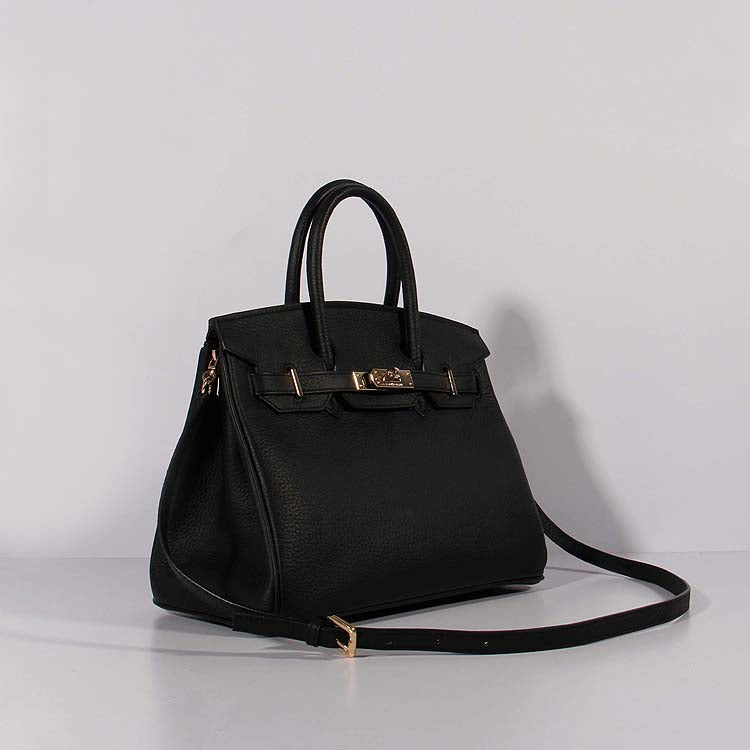 Hermes Luxury Cm Birkin Bag Togo With Strap Leather Black Travel Bag