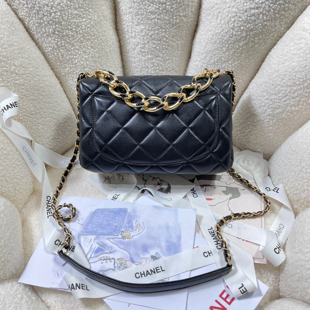 Chllarge Top Qualityap Bag Hardware For Women Black Gold Shoulder Bag