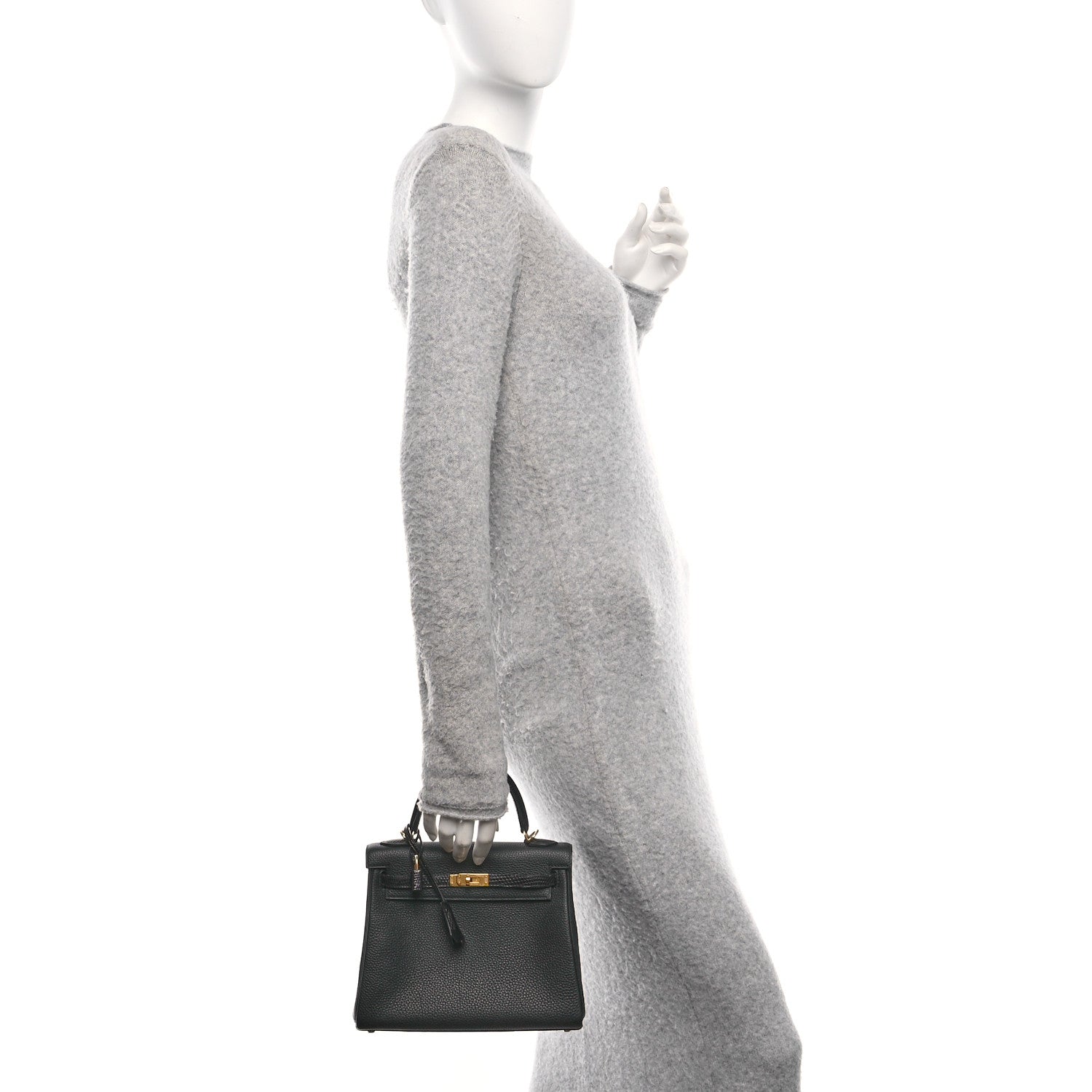 Hermes Togo Lizard Kelly Retourne Touch Handbag Black Travel Bag
