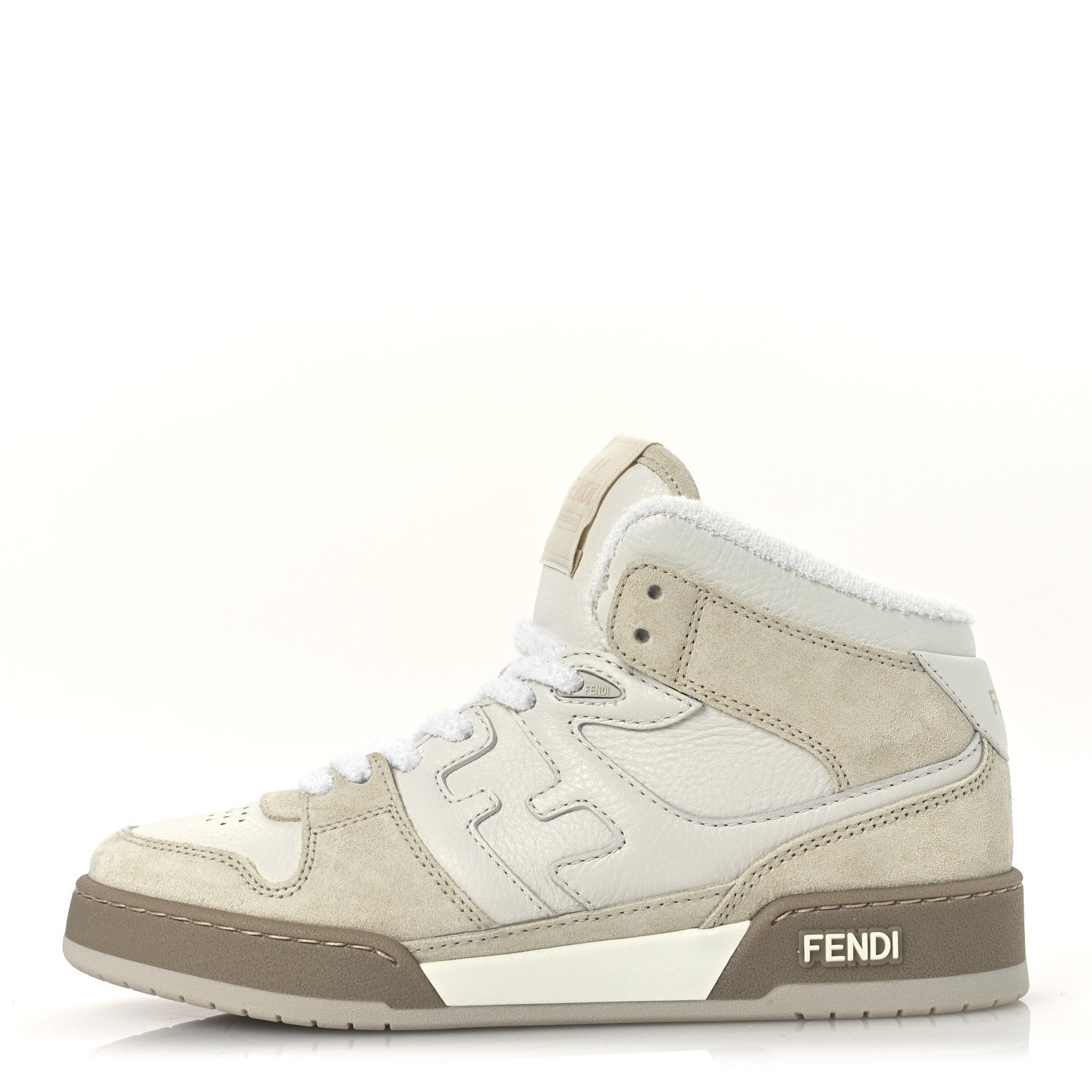 Fendi Handbag Match High Top Sneakers 37 Ice Ice Suede Vitello White Shoes