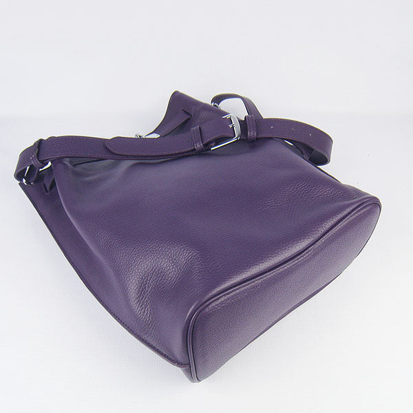 Hermes Luxury Nappa Shoulder Bag Purple Leather Silver