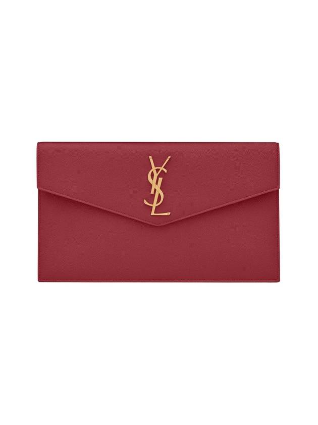 YSL Saint Laurent Saint Laurent Trending Uptown Grain De Poudre Leather Red Clutch Bag