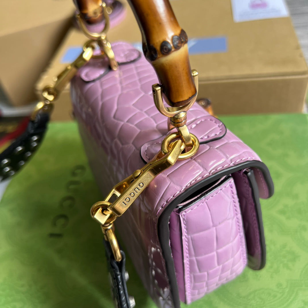 gg Bamboo Crocodile , ’s Pink Mini Top Handle Mini Bag