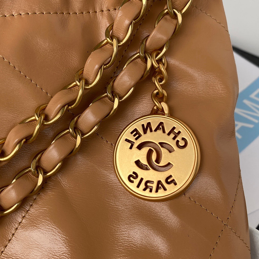 CHL 22 Hardware Shiny Camel Gold Shoulder Bag B08037 Beaunoirr356