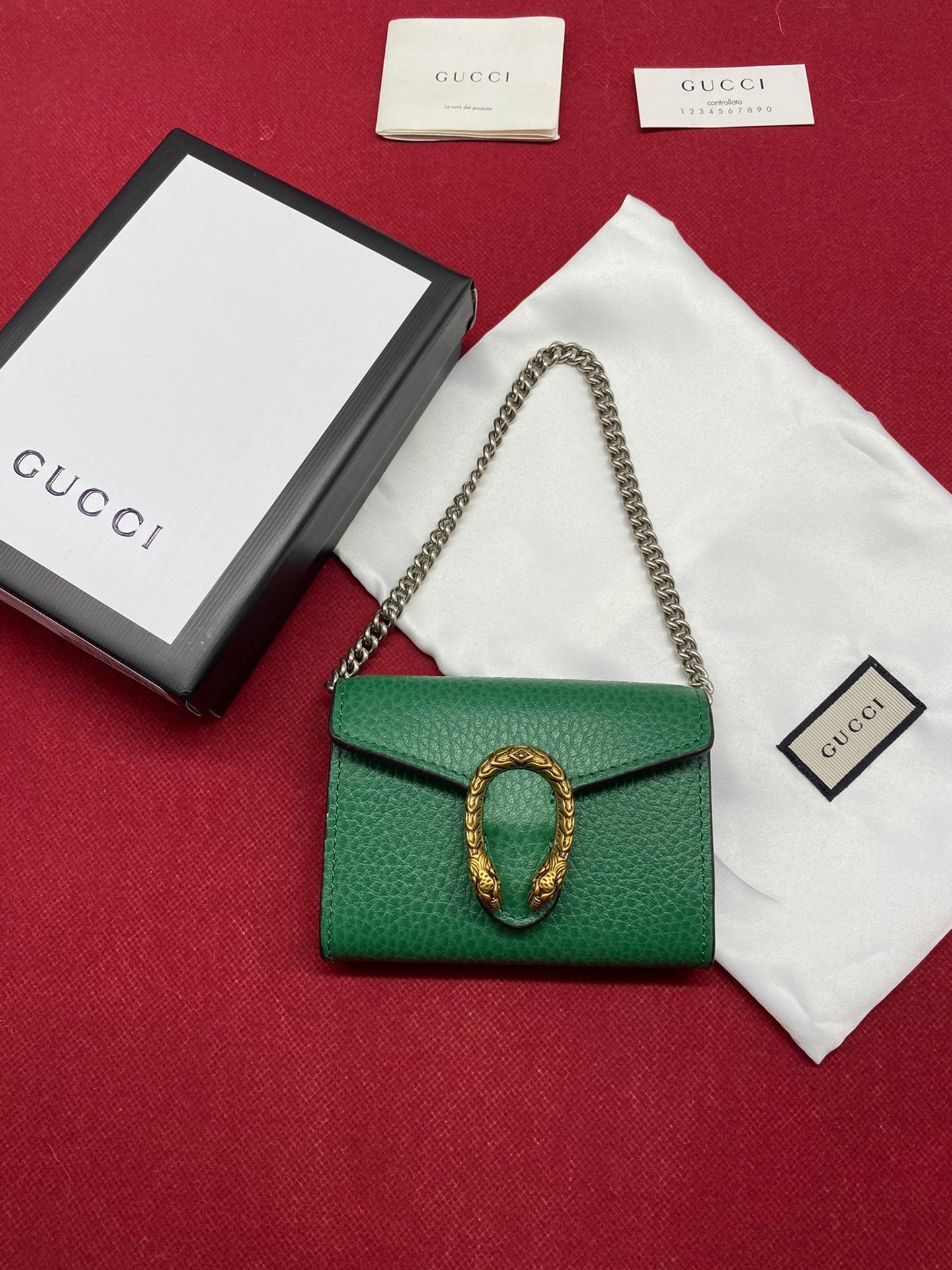gg Super Dionysus Emerald Metal-Free Green Mini Chain Mini Bag