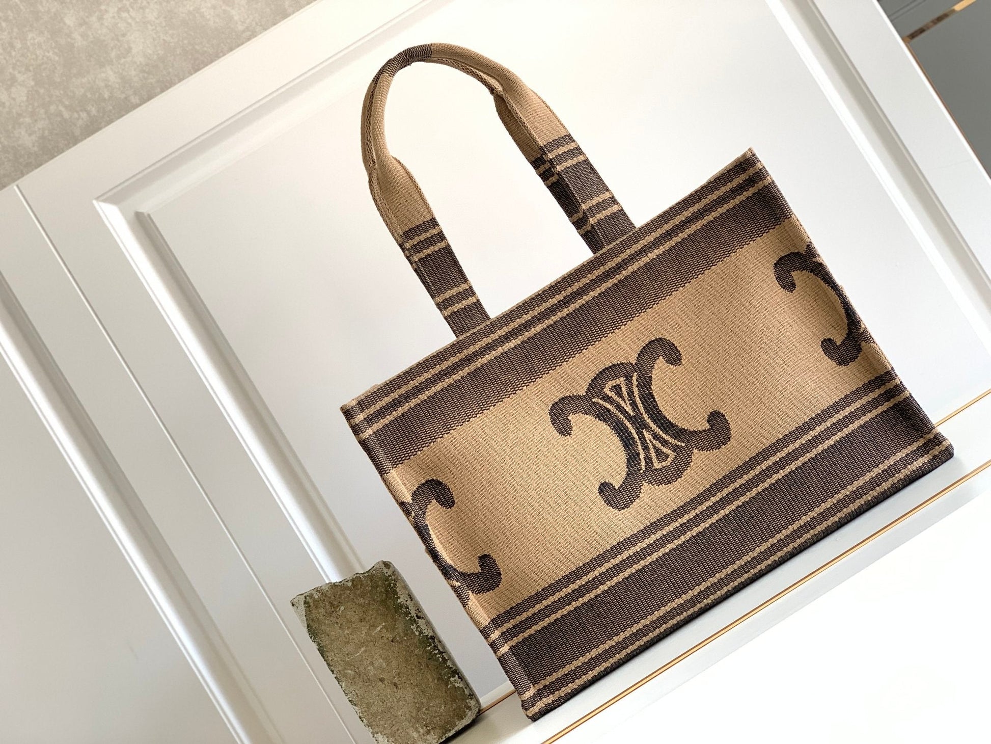 Top Quality Cabas Thais In Textile With Black Beige Travel Bag