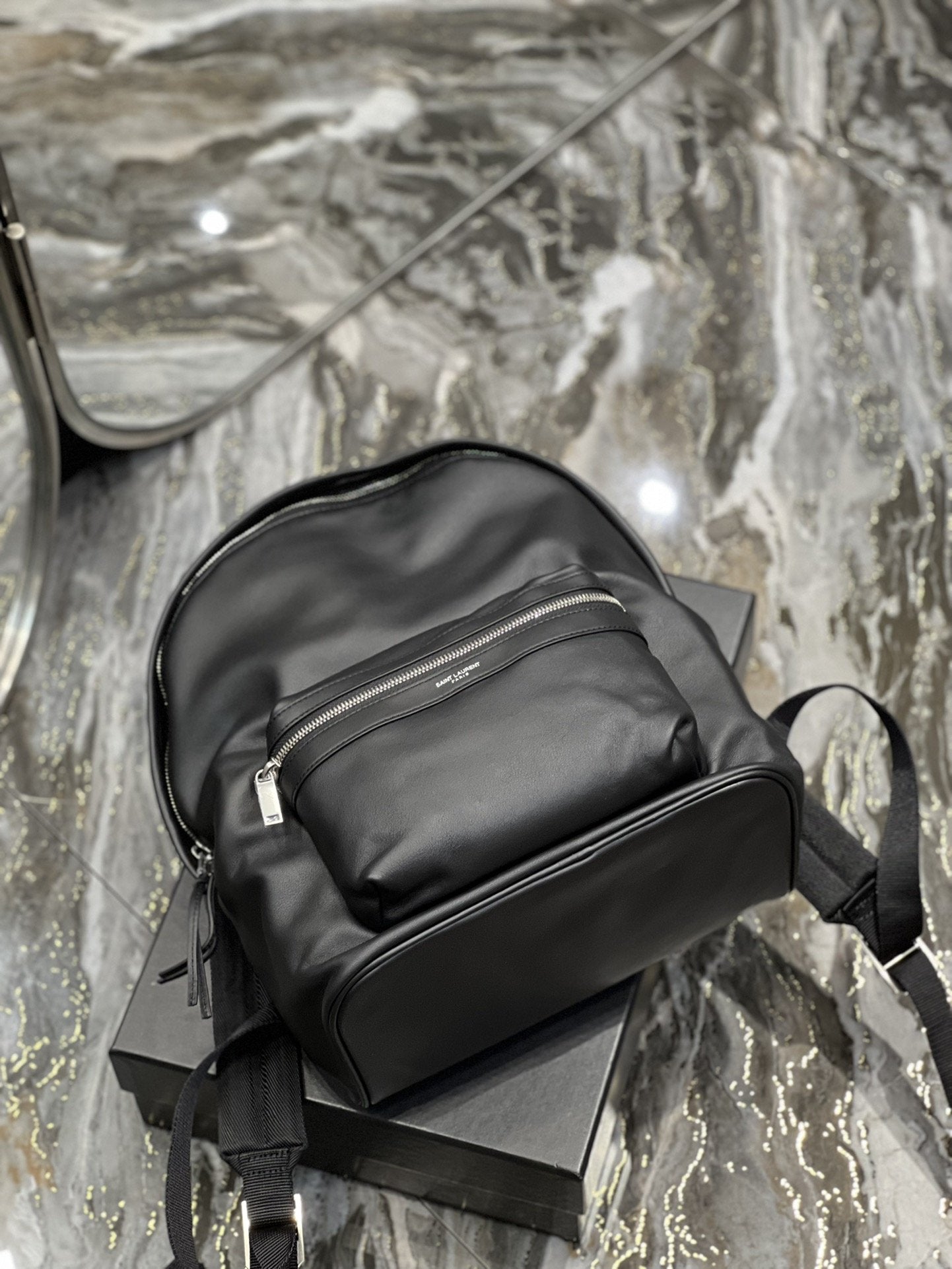 YSL Saint Laurent City Backpack Unisex 13.8in 35cm Black