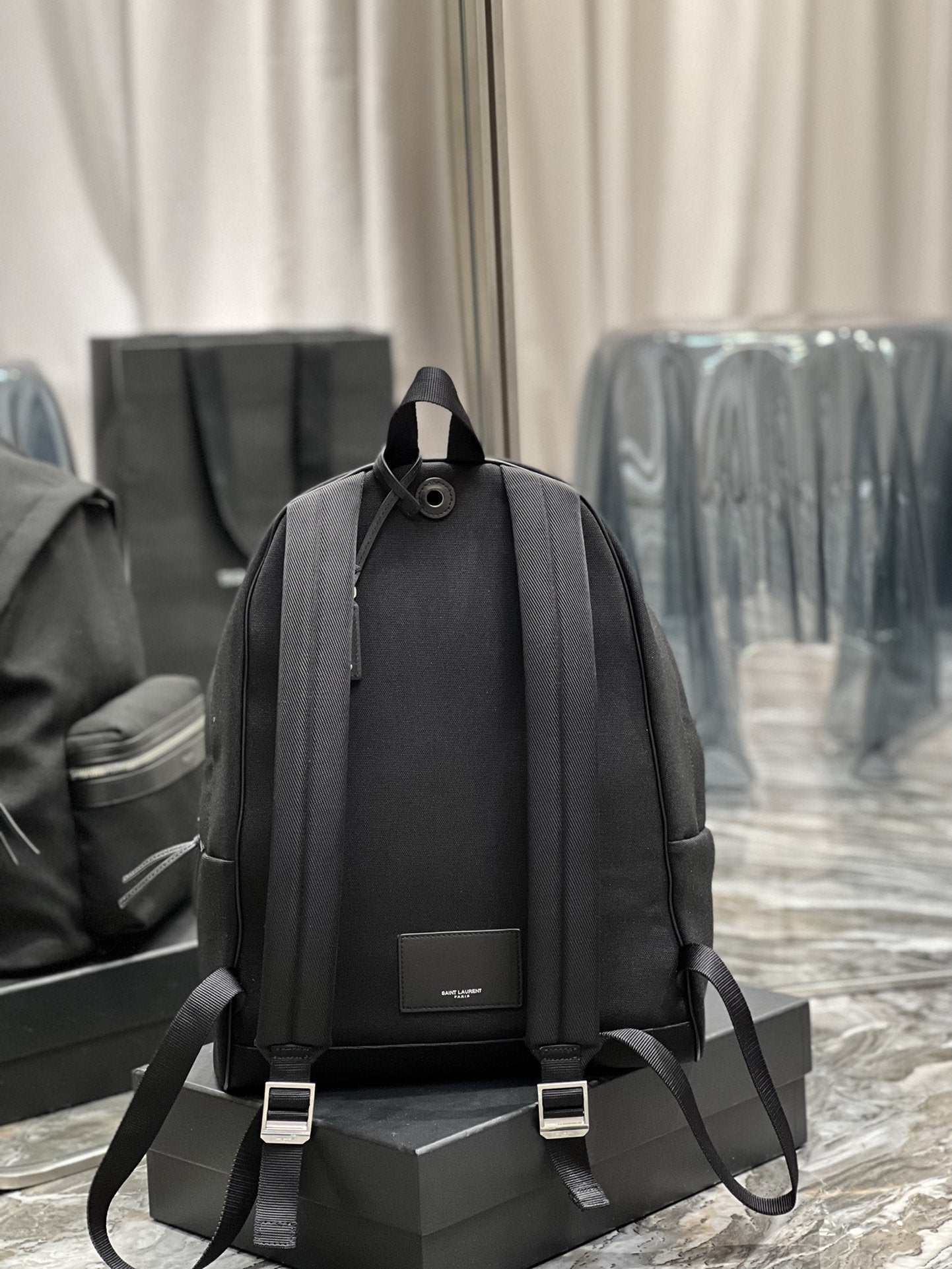 YSL Saint Laurent City Backpack Unisex 15in 38cm Canvas Black