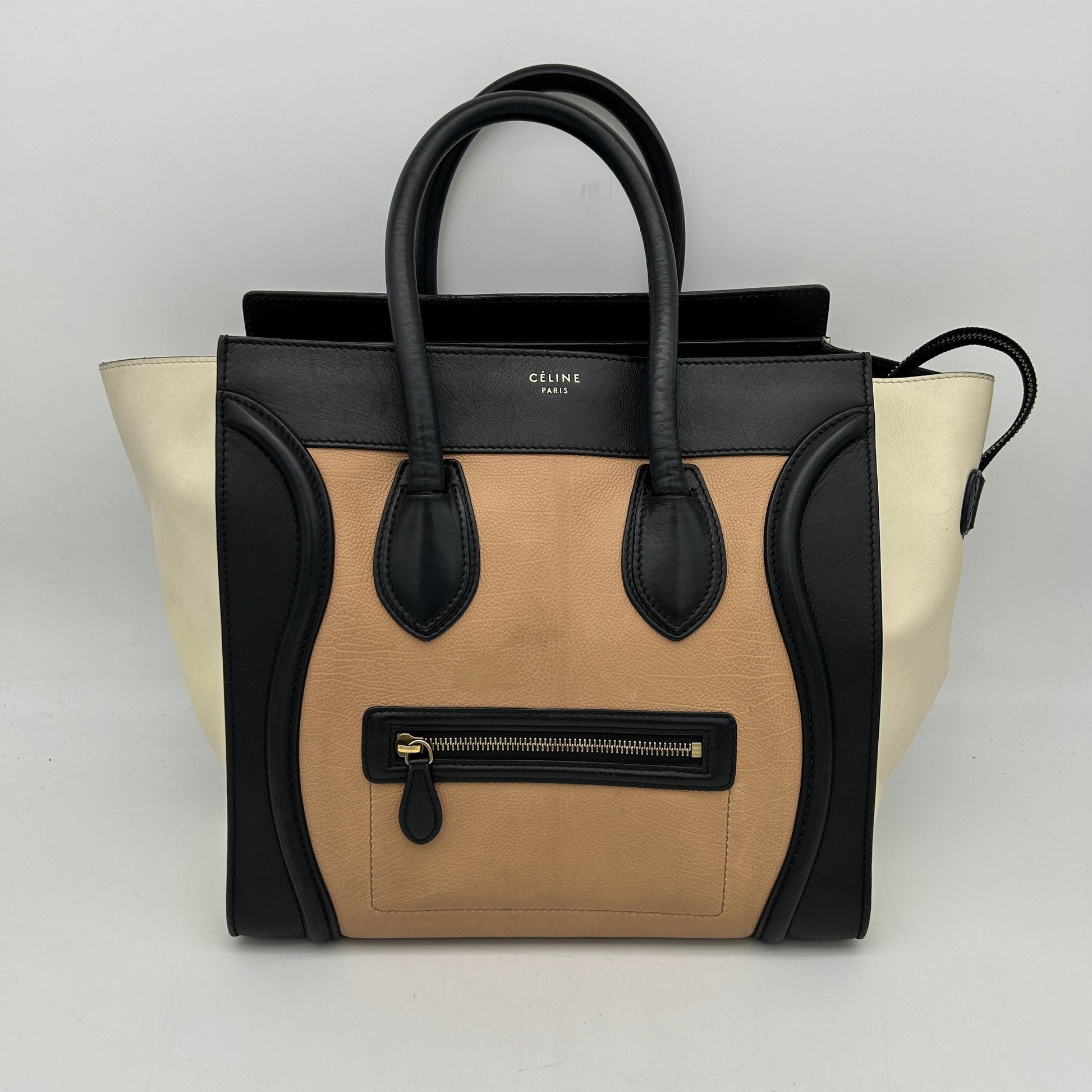 Luxury Luggage Tri Color Anthracite Calfskin Handbag Satin Mini Travel Bag
