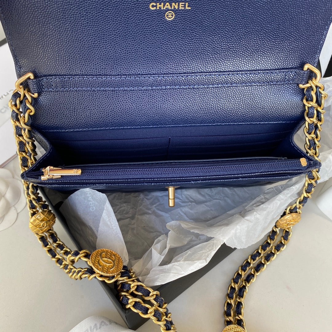 CHLSmall Hardware , ’s , Blue Gold Navy Flap Shoulder Bag
