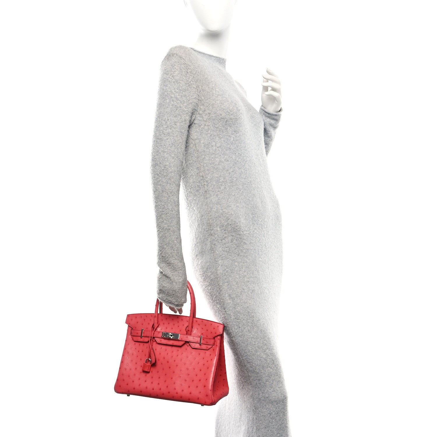 Hermes Ostrich Birkin Bougainvillea Handbag Travel Bag