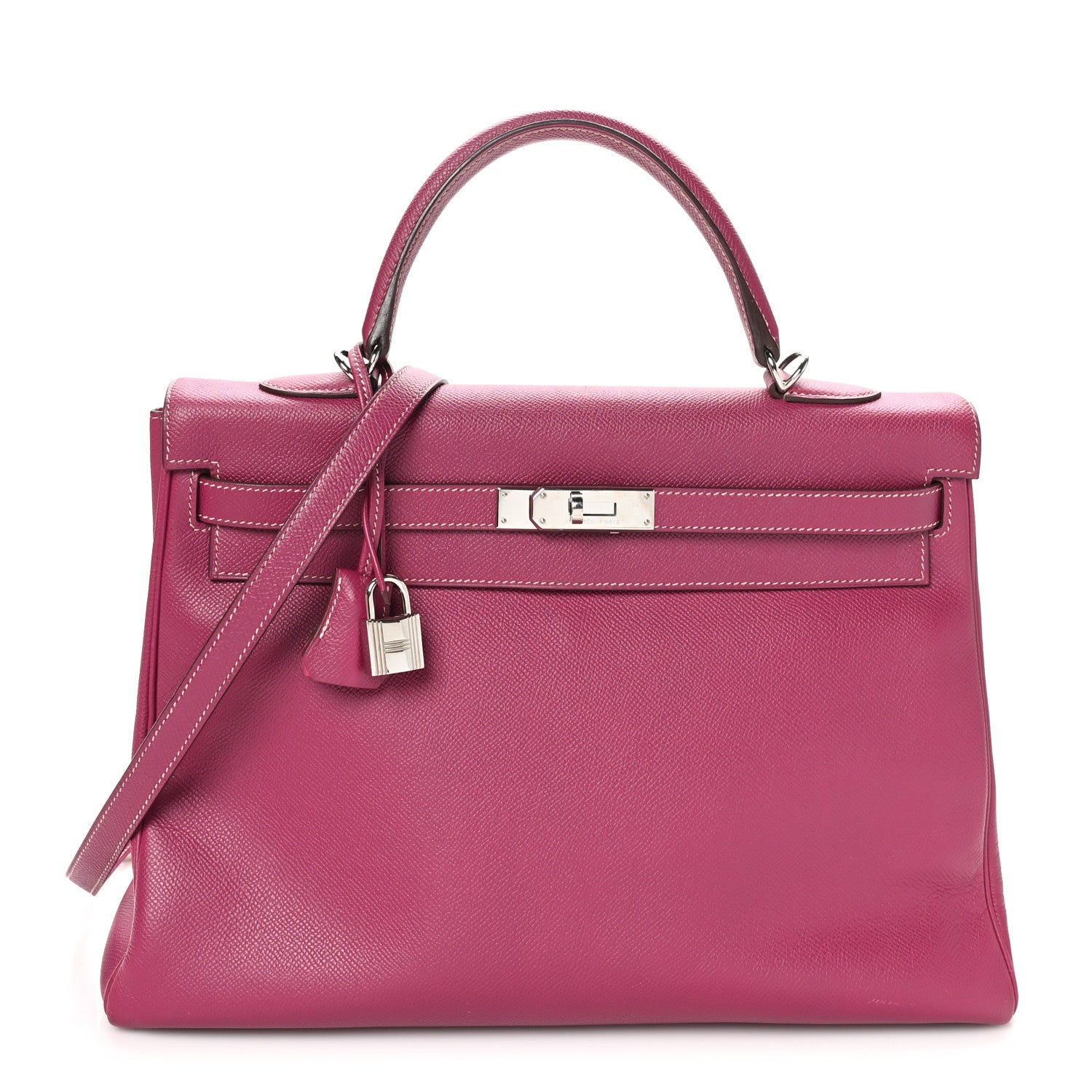 Hermes Epsom Candy Kelly Retourne Tosca Rose Tyrien Handbag Travel Bag