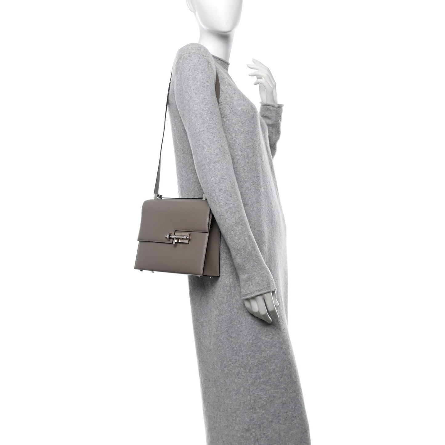 Hermes Epsom Verrou Gris Asphalte Handbag Travel Bag