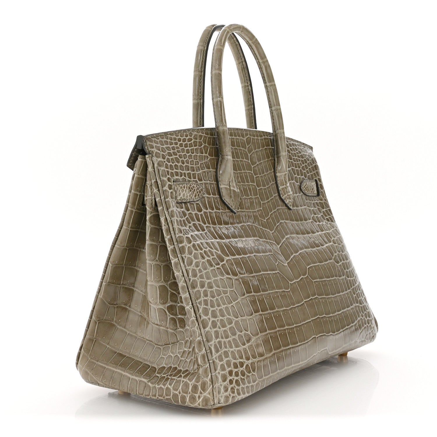 Hermes Shiny Porosus Crocodile Birkin Gris Tourterelle Handbag Travel Bag