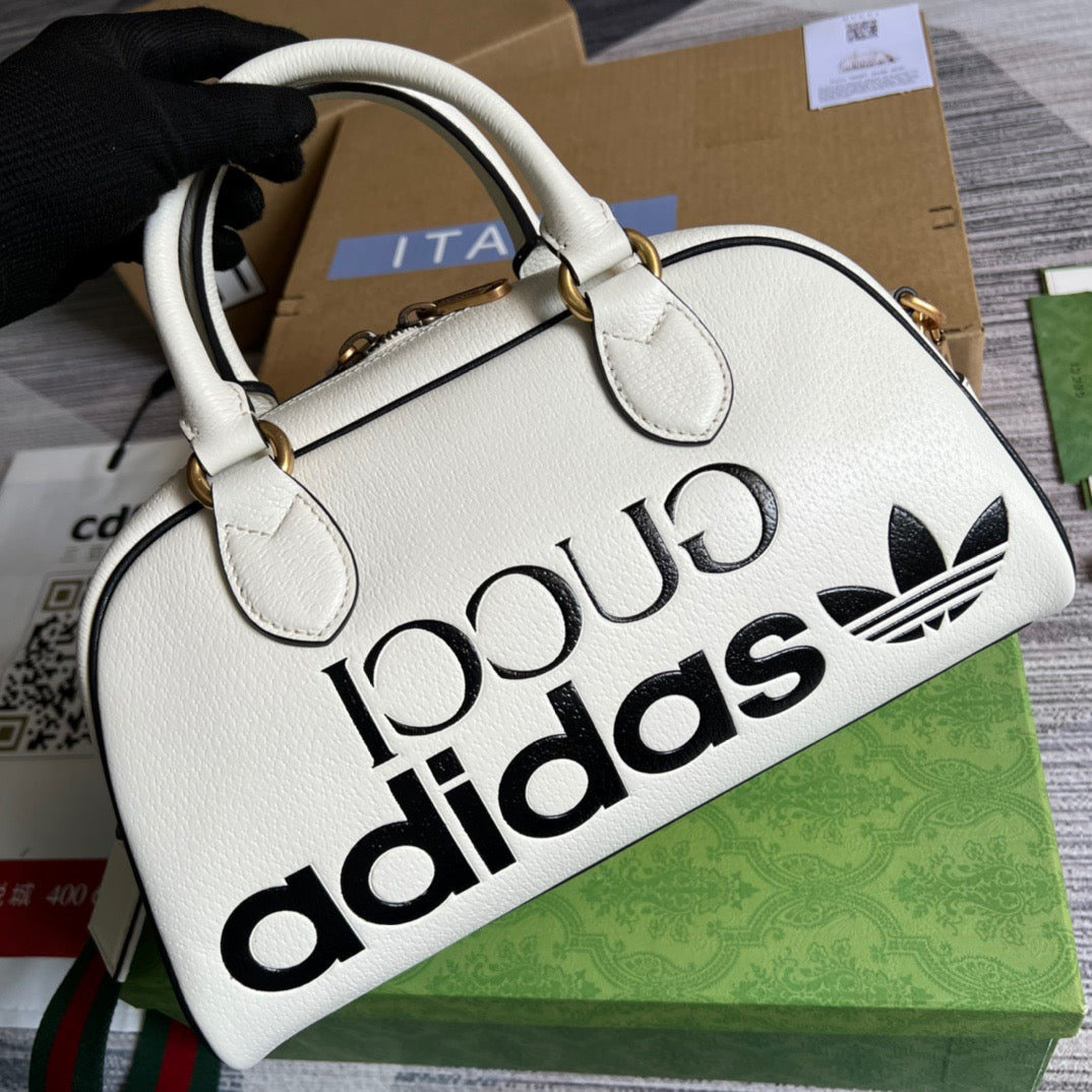 gg x Adidas Duffle , White Mini Travel Bag