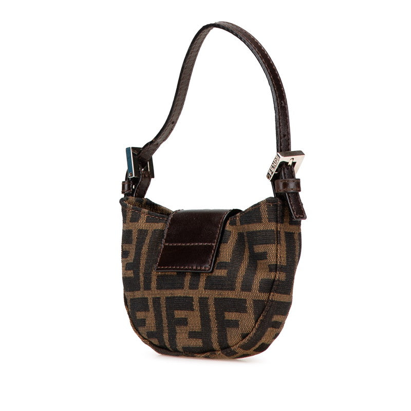 Fendi Croissant Zucca Handbag Leather Canvas Mini Travel Bag