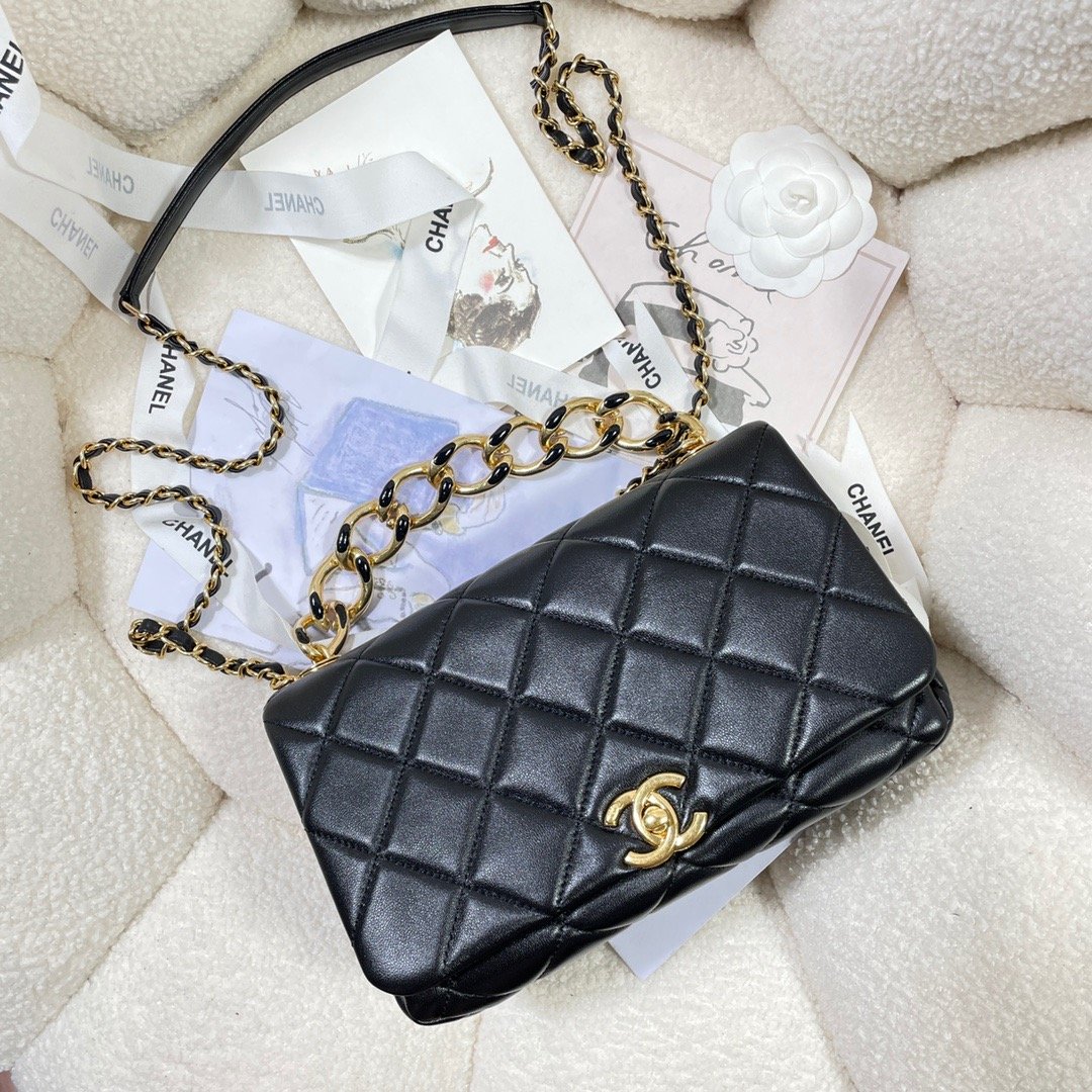 Chllarge Top Qualityap Bag Hardware For Women Black Gold Shoulder Bag