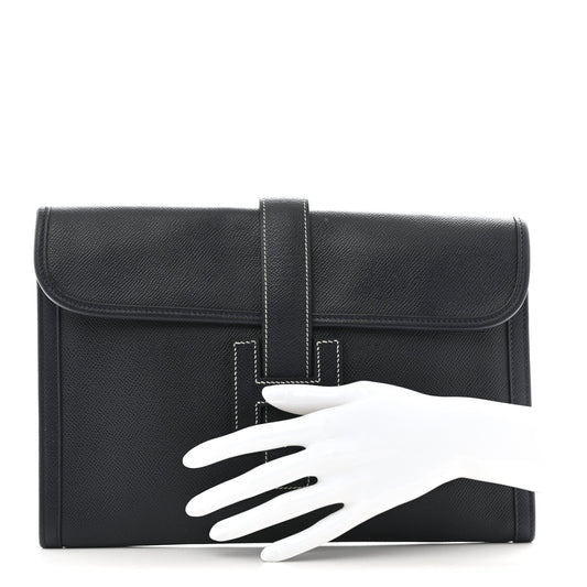 Hermes Epsom Jige Pm Clutch Bleu Clutch Bag
