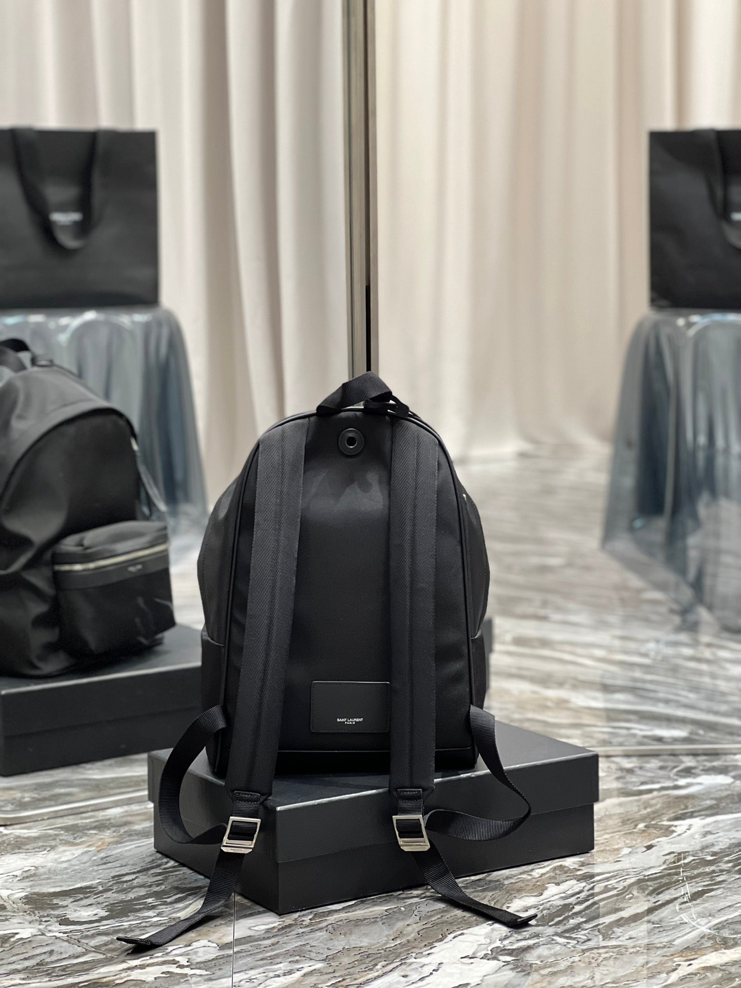 YSL Saint Laurent City Backpack Unisex 13.8in 35cm Canvas Black