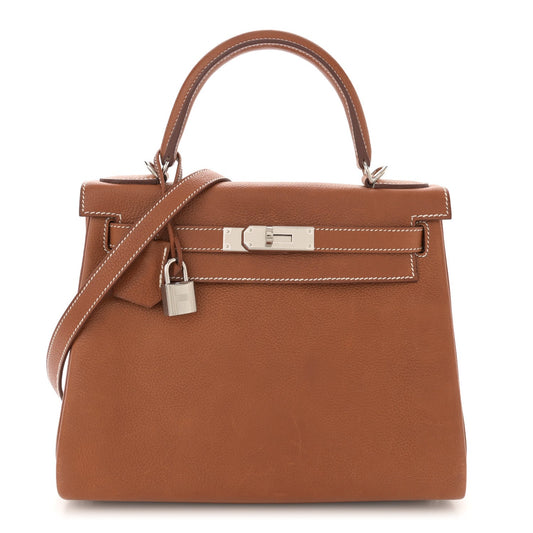 Hermes Barenia Faubourg Kelly Retourne Fauve Handbag Travel Bag