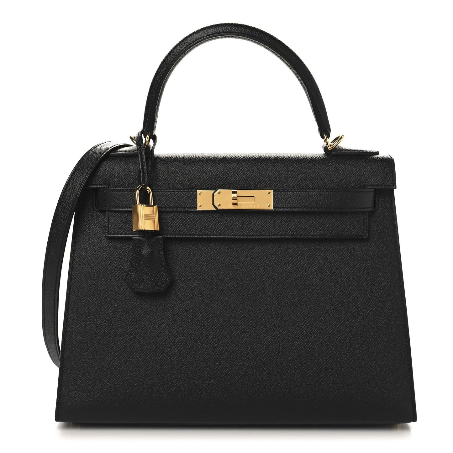 Hermes Epsom Kelly Sellier Handbag Black Travel Bag 28 Black 1725553