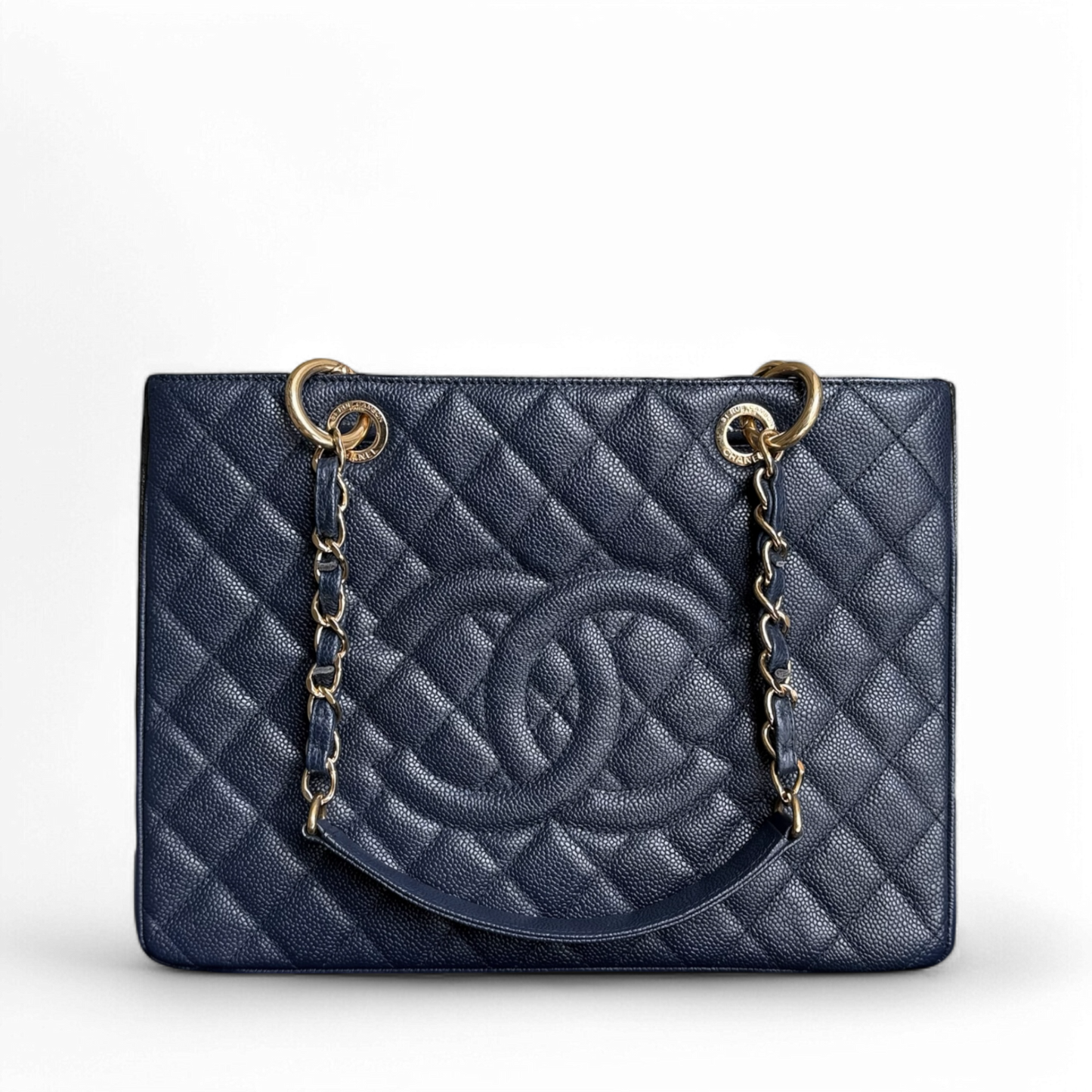 Chanel GST Grand Shopping Tote - Caviar Dark Quilted Blue Tote Bag Series 19