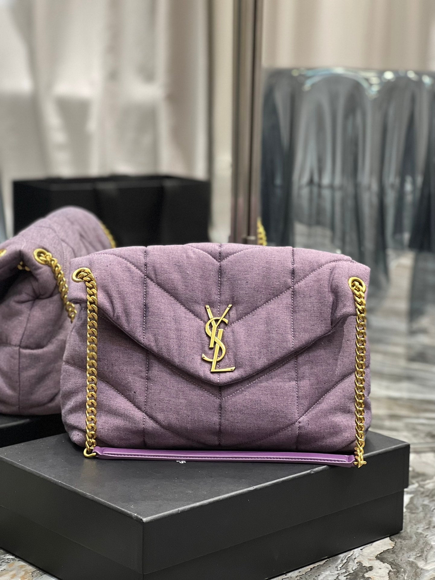 YSL Saint Laurent Puffer Handbag Chain Travel Bag