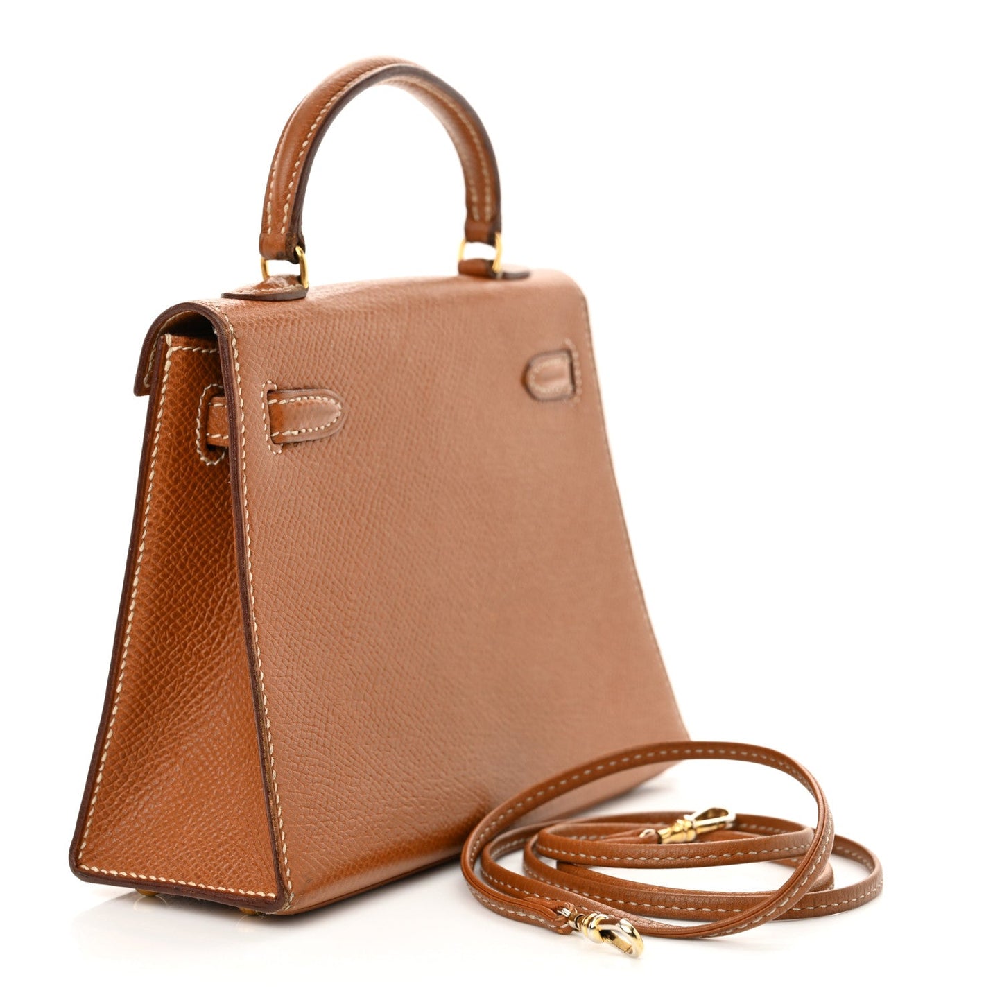 Hermes Courchevel Kelly Sellier Handbag Gold Micro Travel Bag