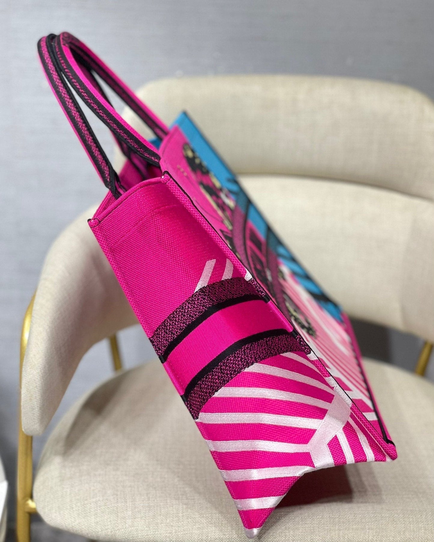 Book Cd Blue Pink Large Book Tote Bag 165In42Cm Cd