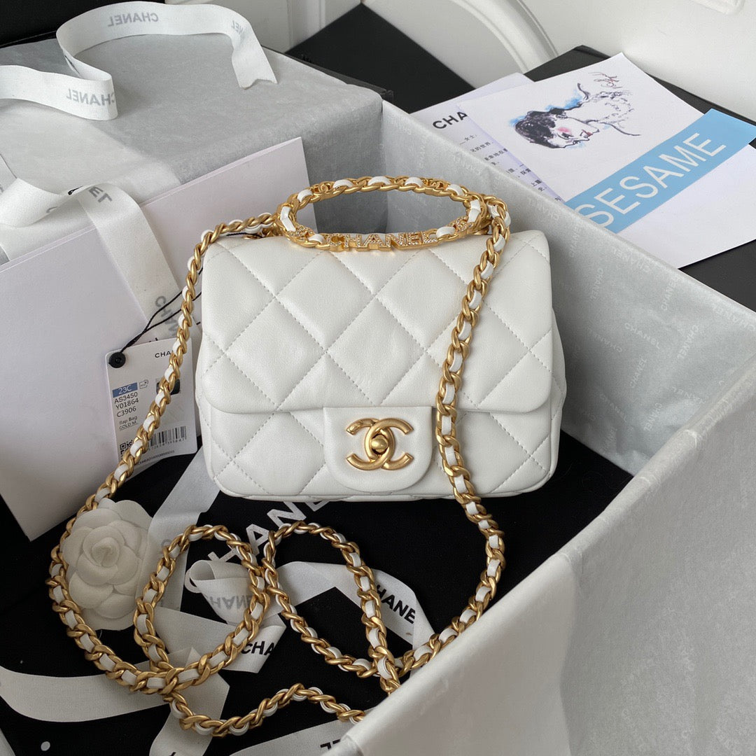 CHLSmall Hardware , ’s , White Gold Flap Shoulder Bag 79In20Cm As3450