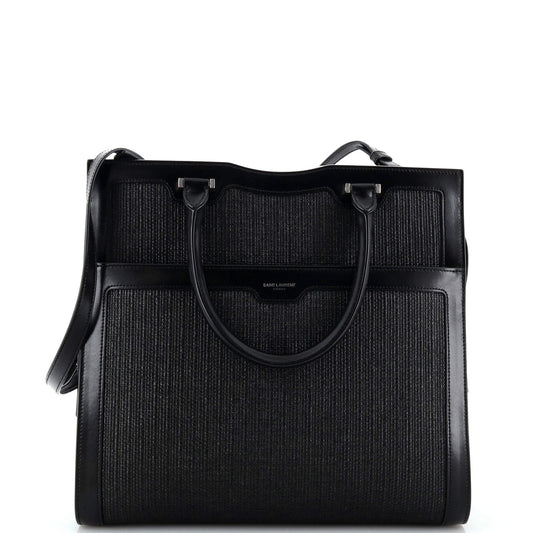 YSL Saint Laurent Saint Laurent Trending Uptown Tote With Leather Raffia Tote Bag
