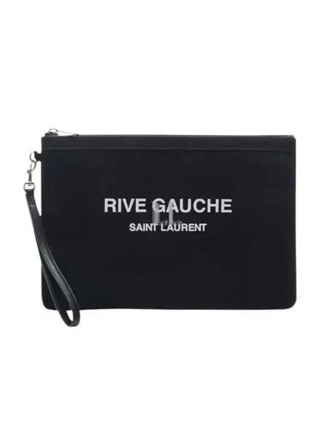 YSL Saint Laurent Luxury Trending Rive Gauche Zipper Strap Clutch Bag Black