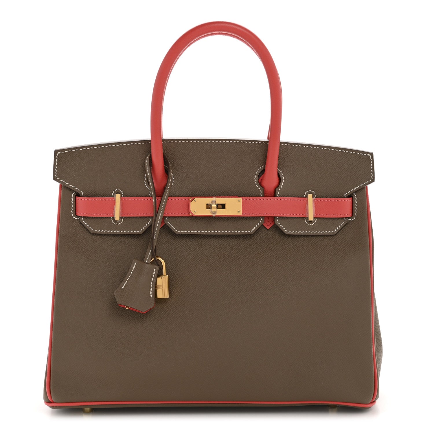 Hermes Epsom Horseshoe Birkin Etoupe Rose Jaipur Handbag Shoes